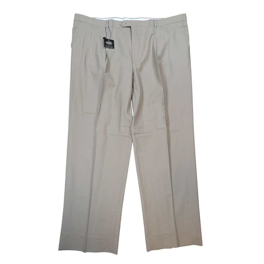 Lauren Ralph Lauren Dress Pants Mens 44x32 Tan Excellent Super 100s Wool Pleated